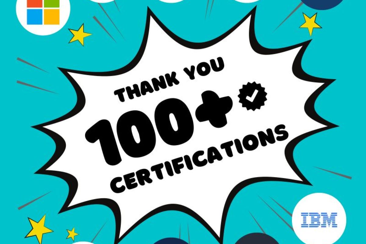 Milestone Unlocked 100+ Certifications !